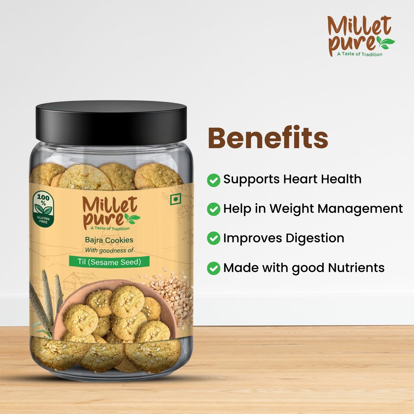 Bajra Cookies with Goodness of Seasome (340 Grams)