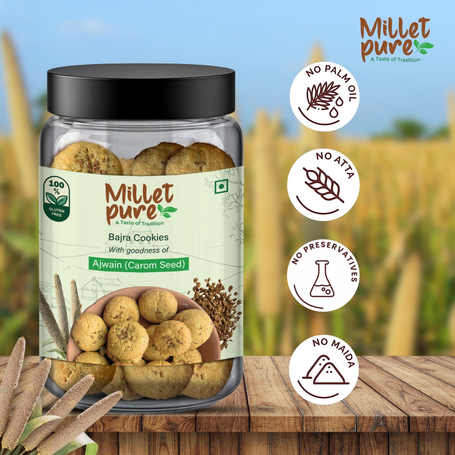 Bajra Cookies with Goodness of Ajwain (340 Grams)