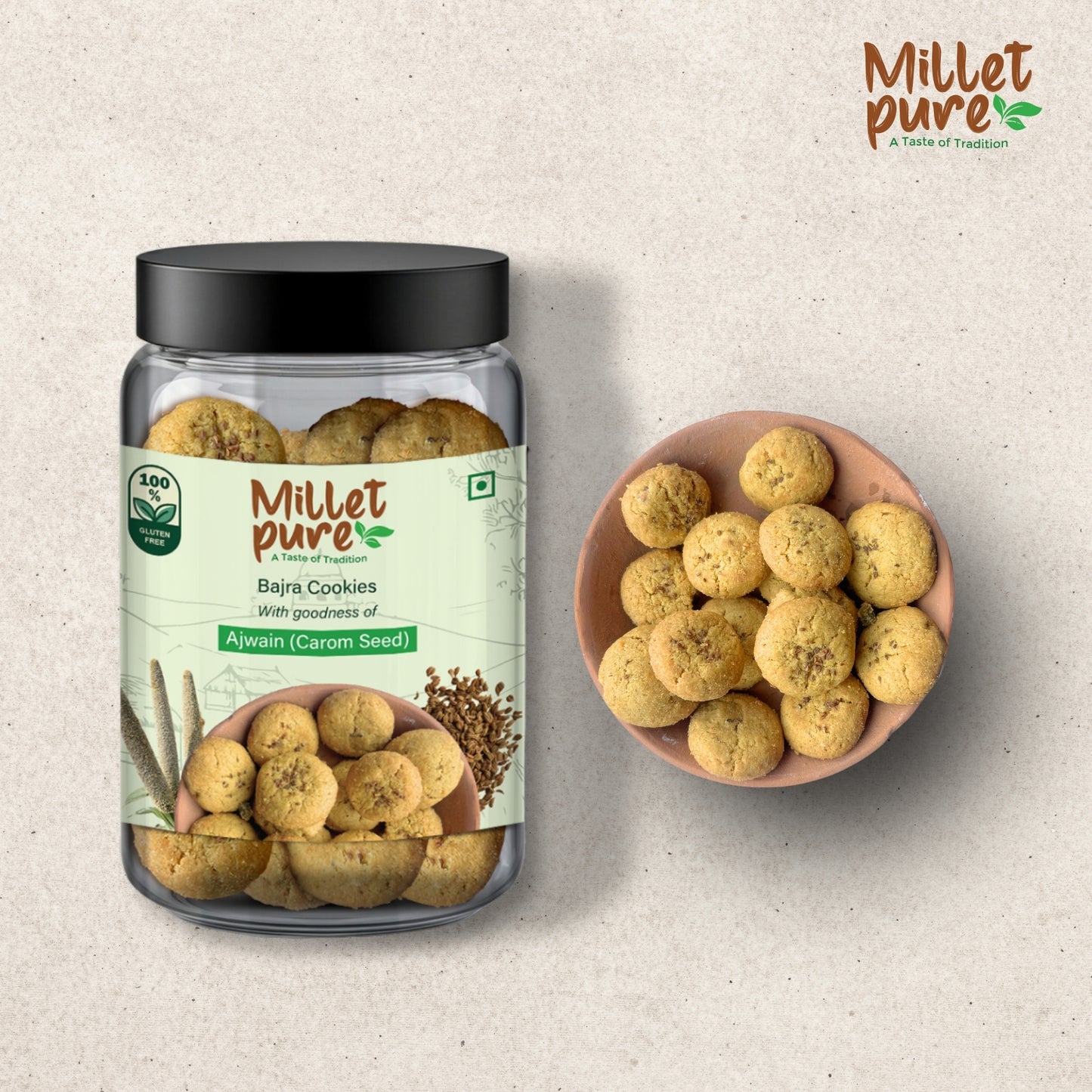 Bajra Cookies with Goodness of Ajwain (340 Grams)