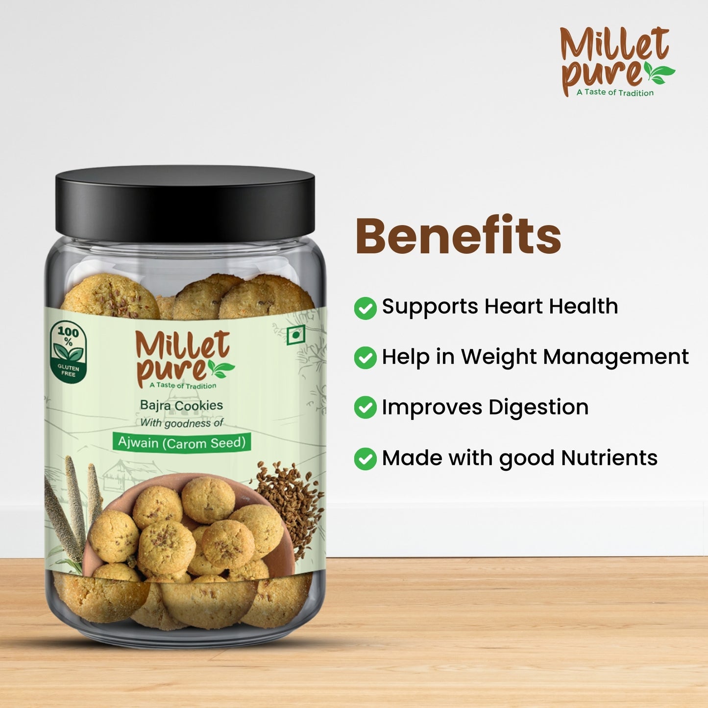 Bajra Cookies with Goodness of Ajwain (340 Grams)