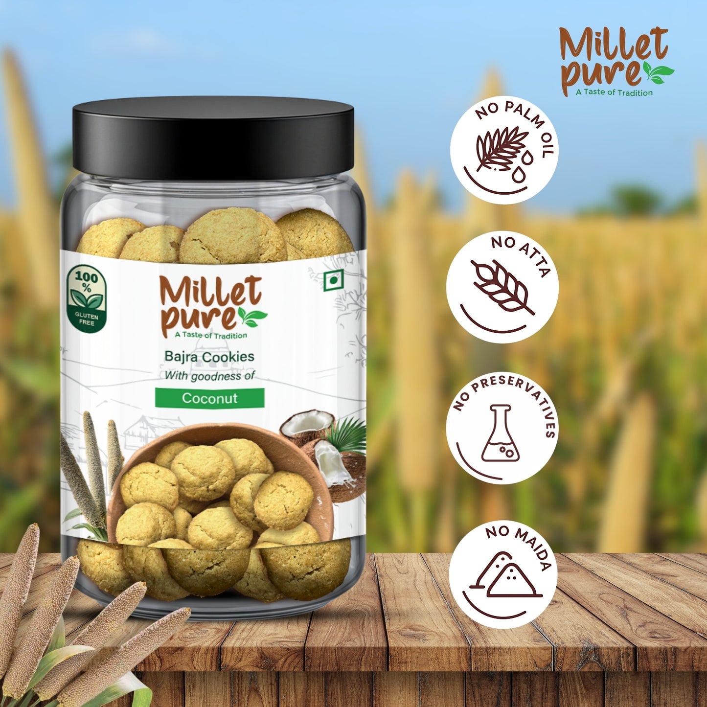 Bajra Cookies with Goodness of Coconut (340 Grams)