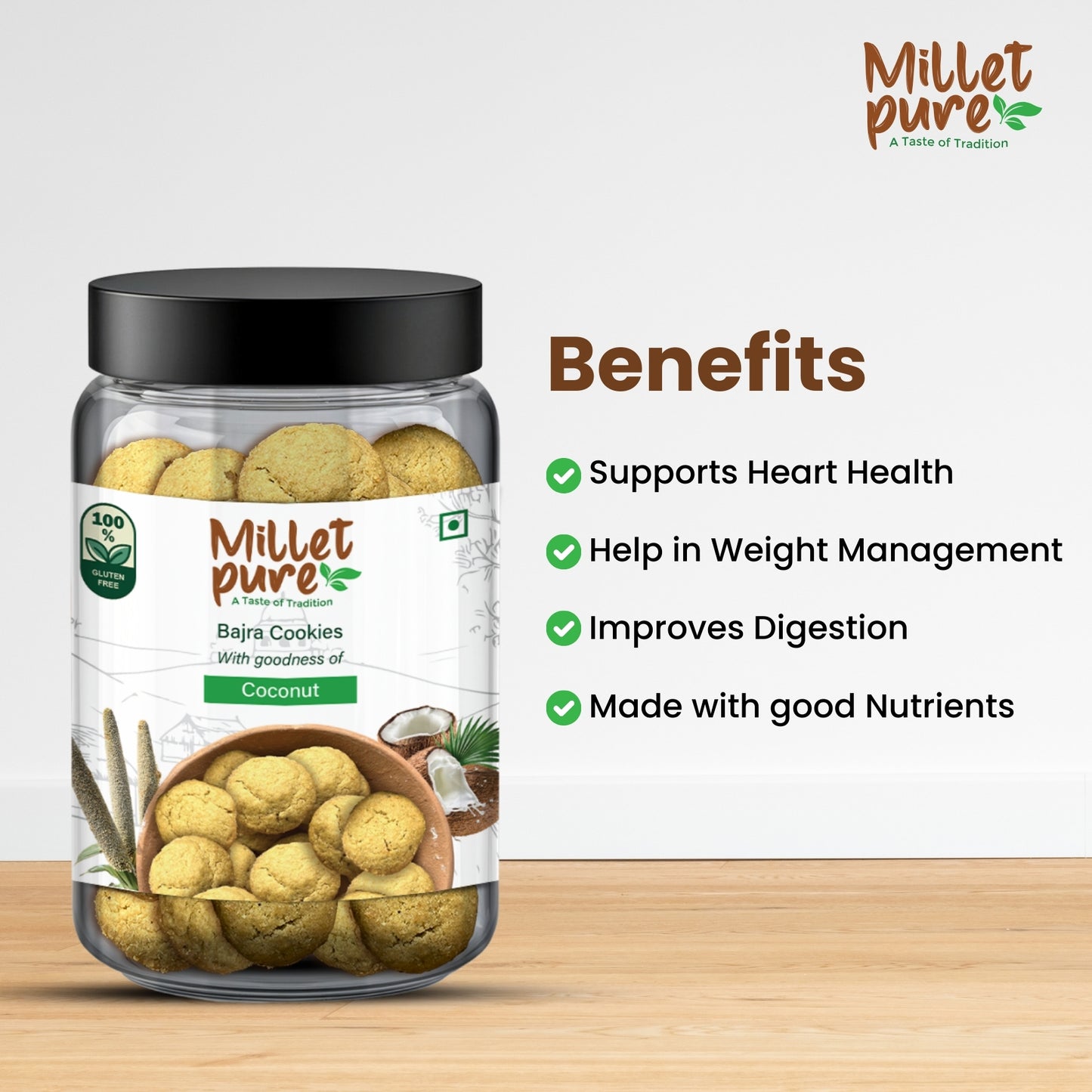 Bajra Cookies with Goodness of Coconut (340 Grams)
